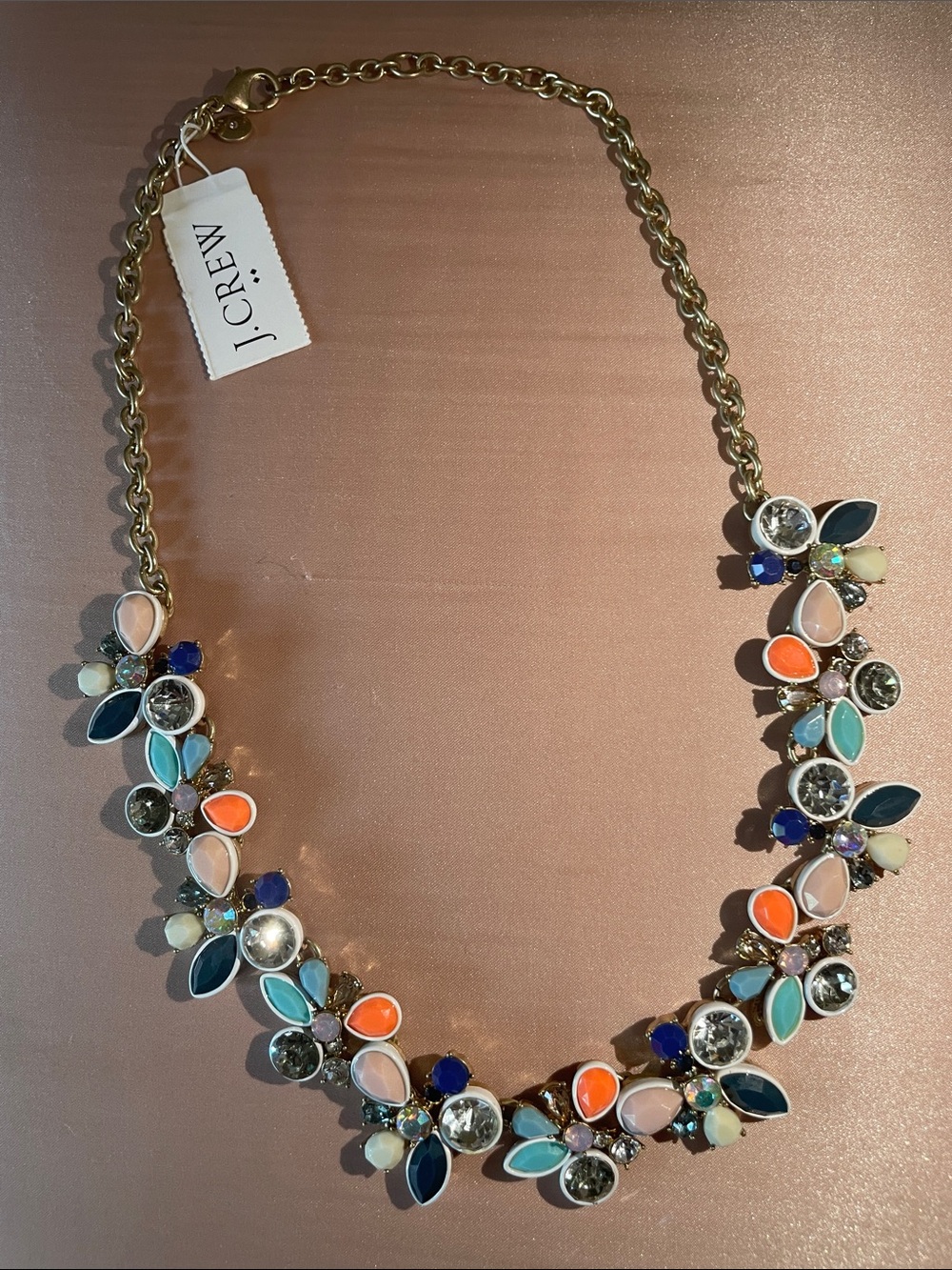 J. Crew Multicolor Crystal Floral Statement Necklace - Gold